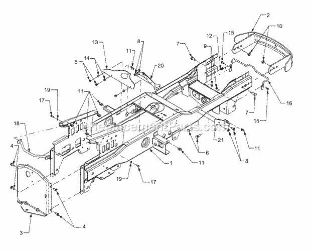 Frame And Hitch Plate Diagram and Parts List for GT3235 14A-692-710 Cub Cadet Lawn Tractor